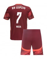 RB Leipzig Antonio Nusa #7 Bortedraktsett Barn 2024-25 Korte ermer (+ bukser)